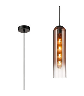 Clarkson 10cm Single Pendant 1 Light Adjustable E27 Satin Black / Copper Fade-1