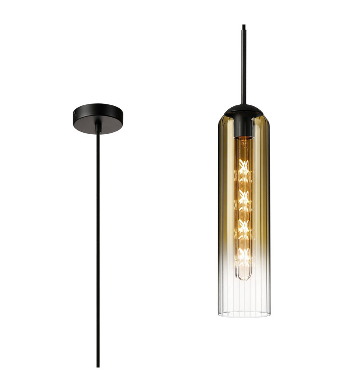 Clarkson 10cm Single Pendant 1 Light Adjustable E27 Satin Black / Gold Fade-1