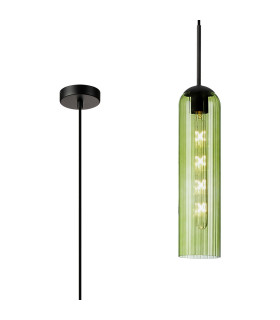 Clarkson 10cm Single Pendant 1 Light Adjustable E27 Satin Black / Green-1