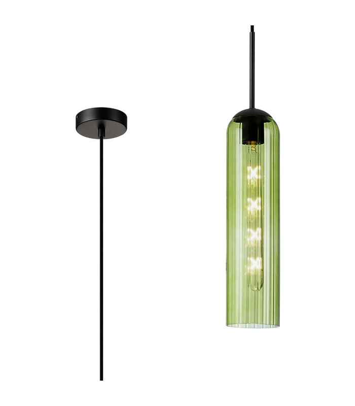 Clarkson 10cm Single Pendant 1 Light Adjustable E27 Satin Black / Green-1