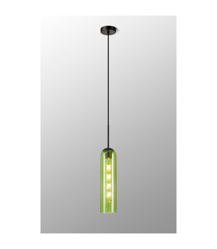 Clarkson 10cm Single Pendant 1 Light Adjustable E27 Satin Black / Green-3