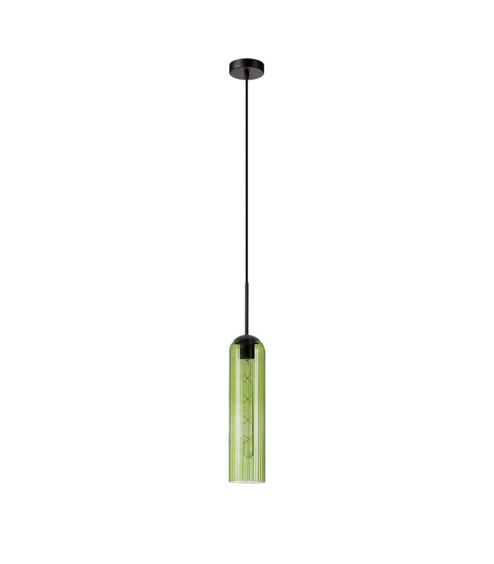 Clarkson 10cm Single Pendant 1 Light Adjustable E27 Satin Black / Green-5