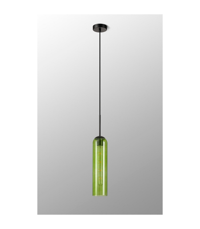 Clarkson 10cm Single Pendant 1 Light Adjustable E27 Satin Black / Green-9