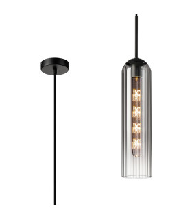 Clarkson 10cm Single Pendant 1 Light Adjustable E27 Satin Black / Smoke Fade-1