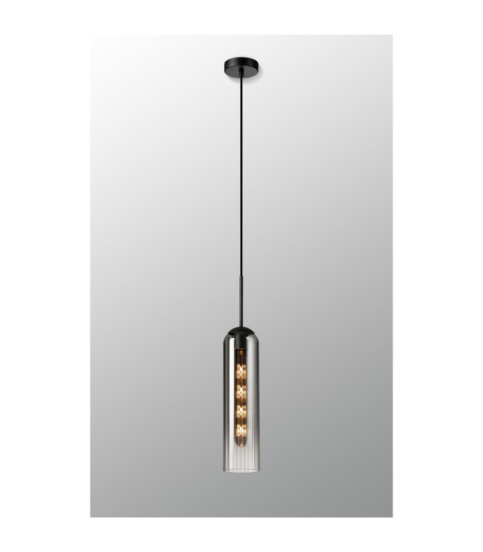 Clarkson 10cm Single Pendant 1 Light Adjustable E27 Satin Black / Smoke Fade-3