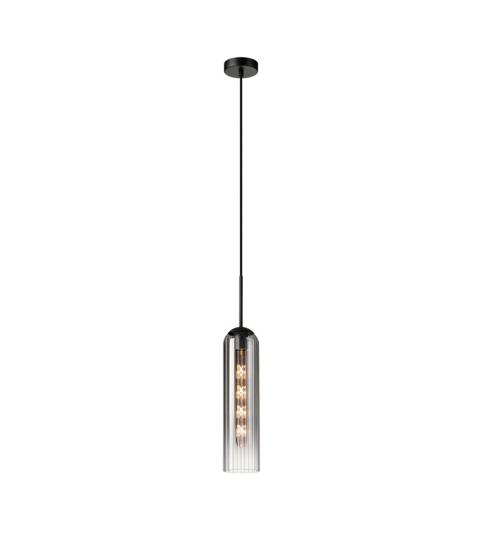 Clarkson 10cm Single Pendant 1 Light Adjustable E27 Satin Black / Smoke Fade-5