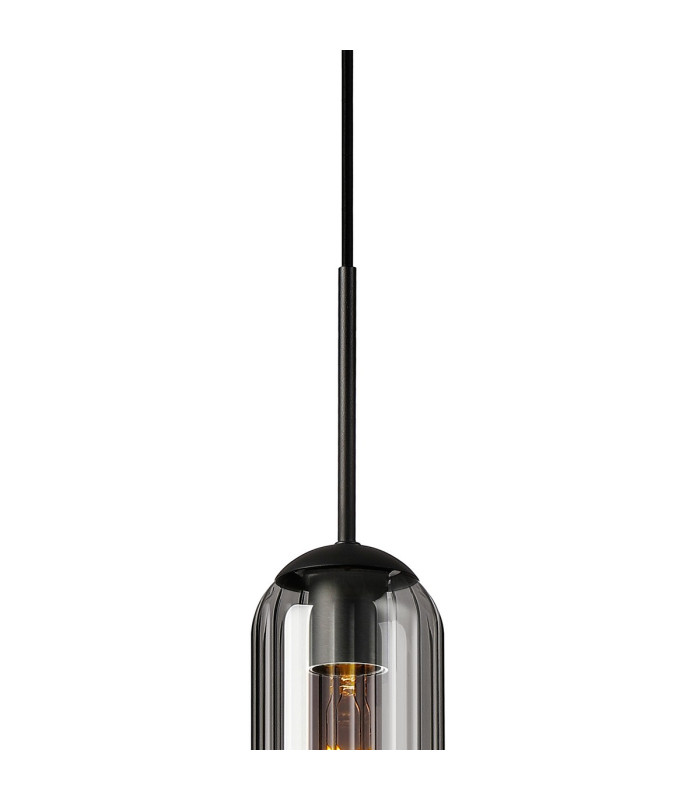 Clarkson 10cm Single Pendant 1 Light Adjustable E27 Satin Black / Smoke Fade-8