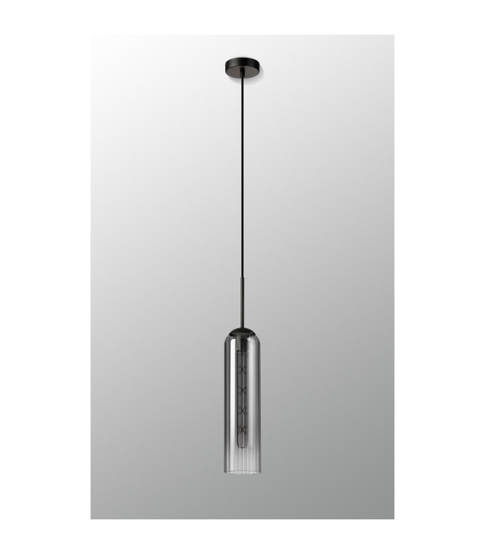 Clarkson 10cm Single Pendant 1 Light Adjustable E27 Satin Black / Smoke Fade-10