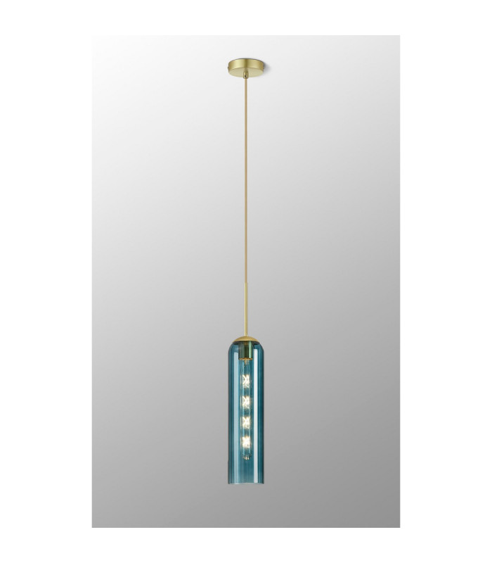 Clarkson 10cm Single Pendant 1 Light Adjustable E27 Satin Gold / Blue-3