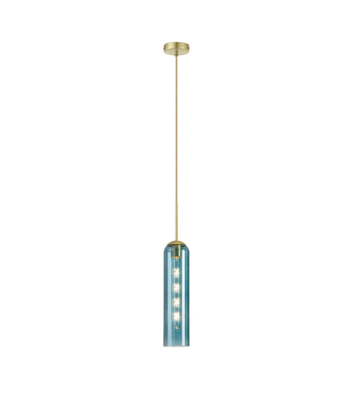 Clarkson 10cm Single Pendant 1 Light Adjustable E27 Satin Gold / Blue-4