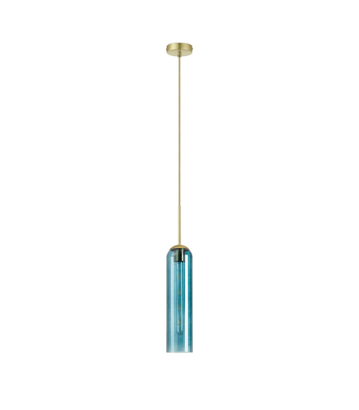 Clarkson 10cm Single Pendant 1 Light Adjustable E27 Satin Gold / Blue-5