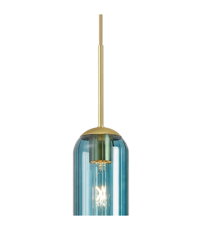 Clarkson 10cm Single Pendant 1 Light Adjustable E27 Satin Gold / Blue-7