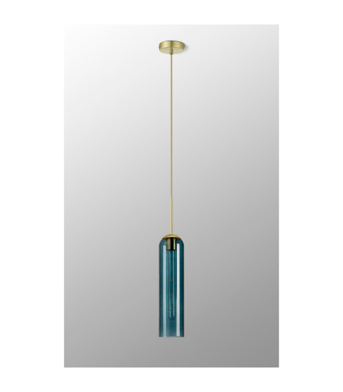 Clarkson 10cm Single Pendant 1 Light Adjustable E27 Satin Gold / Blue-9