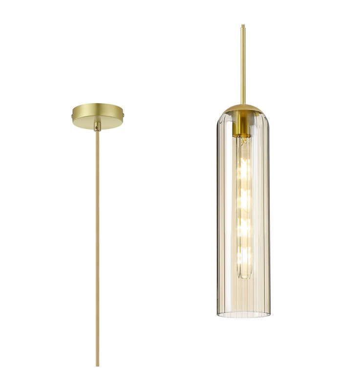 Clarkson 10cm Single Pendant 1 Light Adjustable E27 Satin Gold / Cognac-1