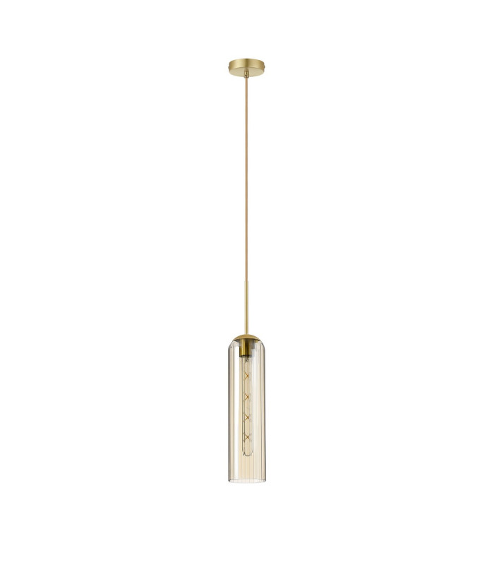 Clarkson 10cm Single Pendant 1 Light Adjustable E27 Satin Gold / Cognac-5