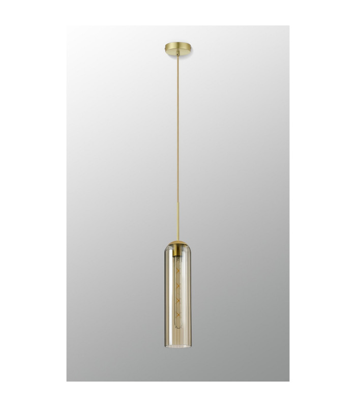 Clarkson 10cm Single Pendant 1 Light Adjustable E27 Satin Gold / Cognac-9
