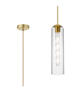 Clarkson 10cm Single Pendant 1 Light Adjustable E27 Satin Gold / Clear-1