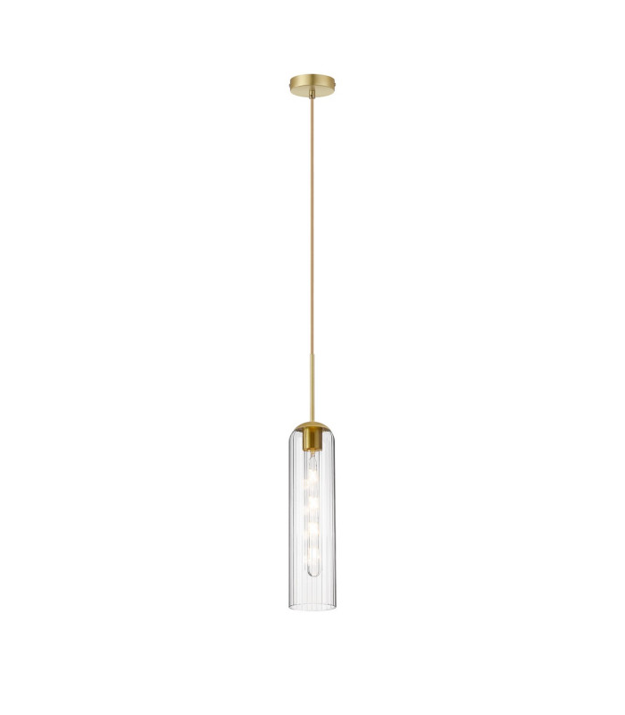 Clarkson 10cm Single Pendant 1 Light Adjustable E27 Satin Gold / Clear-4