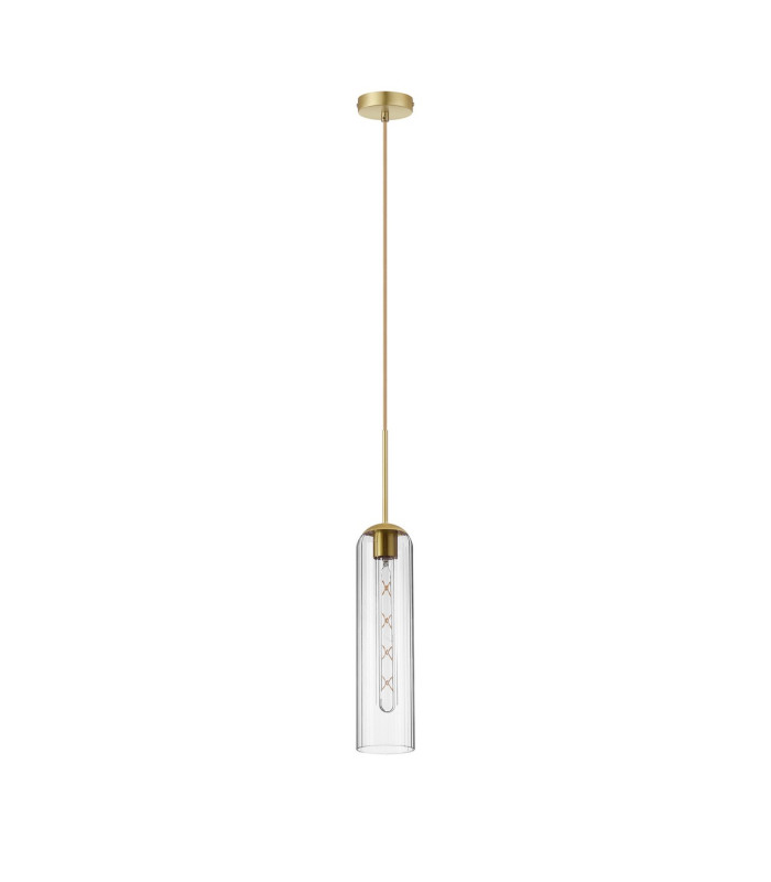 Clarkson 10cm Single Pendant 1 Light Adjustable E27 Satin Gold / Clear-5