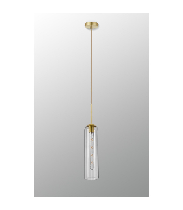Clarkson 10cm Single Pendant 1 Light Adjustable E27 Satin Gold / Clear-9