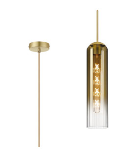Clarkson 10cm Single Pendant 1 Light Adjustable E27 Satin Gold / Gold Fade-1
