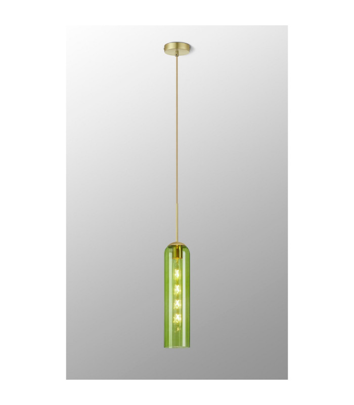 Clarkson 10cm Single Pendant 1 Light Adjustable E27 Satin Gold / Green-3