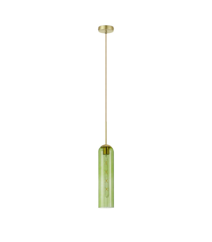 Clarkson 10cm Single Pendant 1 Light Adjustable E27 Satin Gold / Green-5