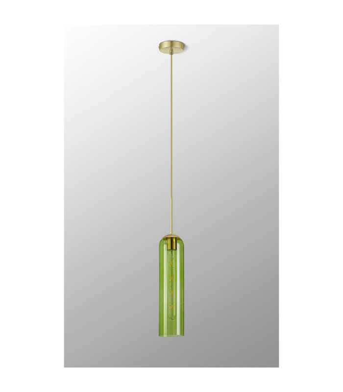 Clarkson 10cm Single Pendant 1 Light Adjustable E27 Satin Gold / Green-9