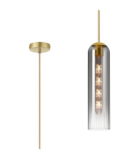 Clarkson 10cm Single Pendant 1 Light Adjustable E27 Satin Gold / Smoke Fade-1