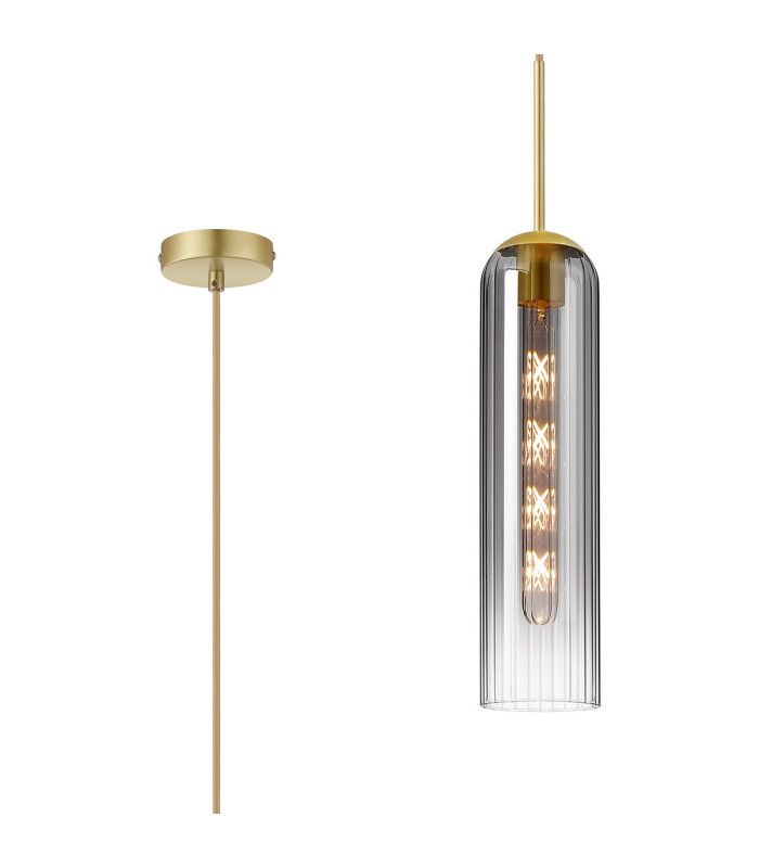 Clarkson 10cm Single Pendant 1 Light Adjustable E27 Satin Gold / Smoke Fade-1