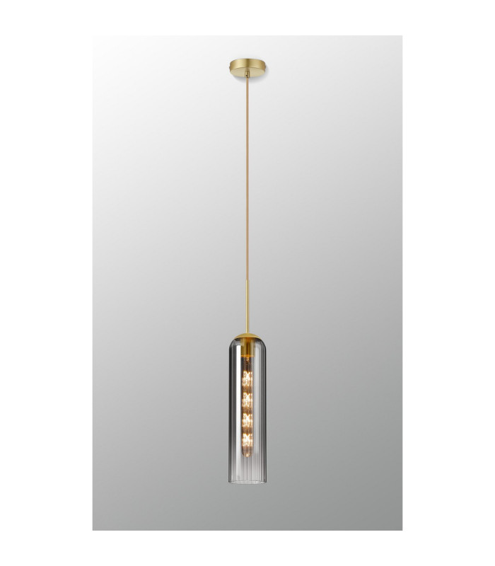 Clarkson 10cm Single Pendant 1 Light Adjustable E27 Satin Gold / Smoke Fade-3