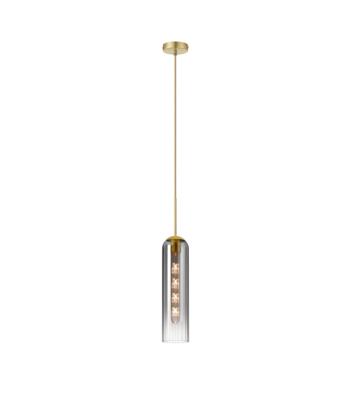 Clarkson 10cm Single Pendant 1 Light Adjustable E27 Satin Gold / Smoke Fade-4