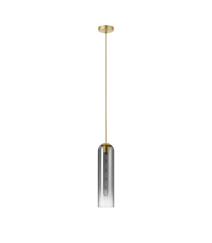 Clarkson 10cm Single Pendant 1 Light Adjustable E27 Satin Gold / Smoke Fade-5