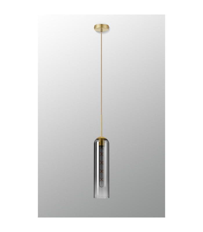 Clarkson 10cm Single Pendant 1 Light Adjustable E27 Satin Gold / Smoke Fade-9