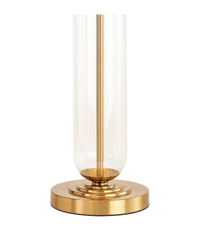 Clarkson Tubular Table Lamp 1 Light E27 Brass Gold/Clear Glass/Black/Prosecco 40cm Velvet Shade-6