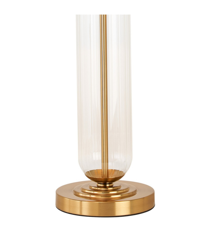 Clarkson Tubular Table Lamp 1 Light E27 Brass Gold/Clear Glass/Moss Green/Gold 40cm Velvet Shade-6