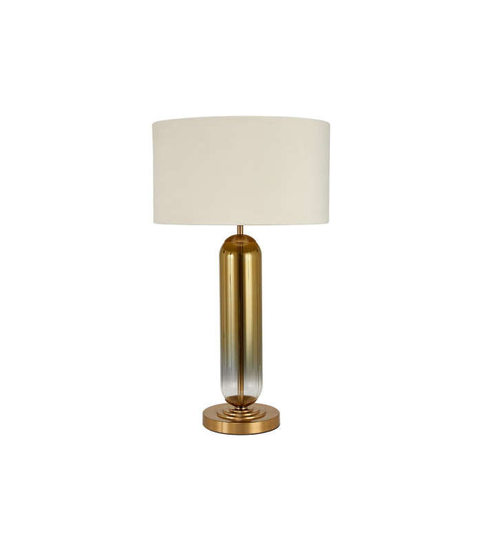 Clarkson Tubular Table Lamp 1 Light E27 Brass Gold/Gold Fade Glass/Ivory/Champagne 40cm Velvet Shade-4