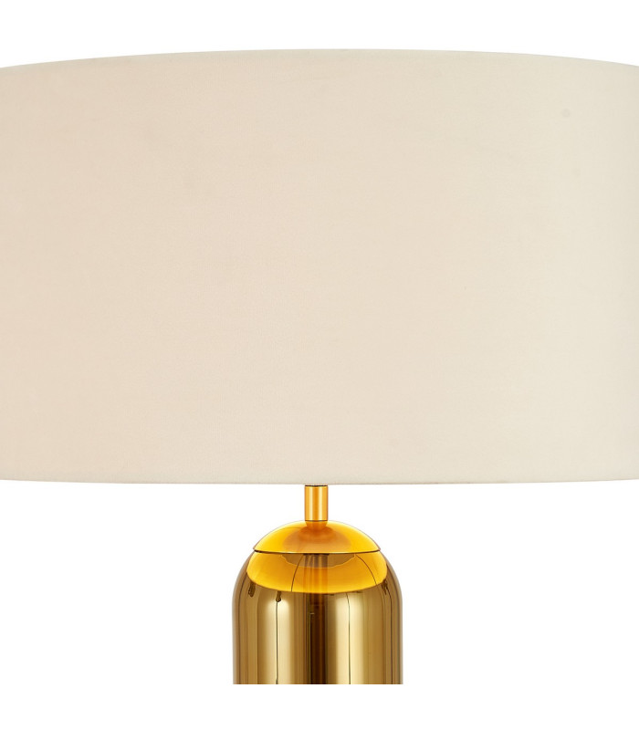 Clarkson Tubular Table Lamp 1 Light E27 Brass Gold/Gold Fade Glass/Ivory/Champagne 40cm Velvet Shade-5