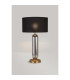 Clarkson Tubular Table Lamp 1 Light E27 Brass Gold/Smoke Fade Glass/Black 40cm Linen Shade-3