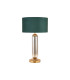 Clarkson Tubular Table Lamp 1 Light E27 Brass Gold/Smoke Fade Glass/Forest Green 40cm Velvet Shade-1