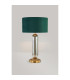 Clarkson Tubular Table Lamp 1 Light E27 Brass Gold/Smoke Fade Glass/Forest Green 40cm Velvet Shade-3