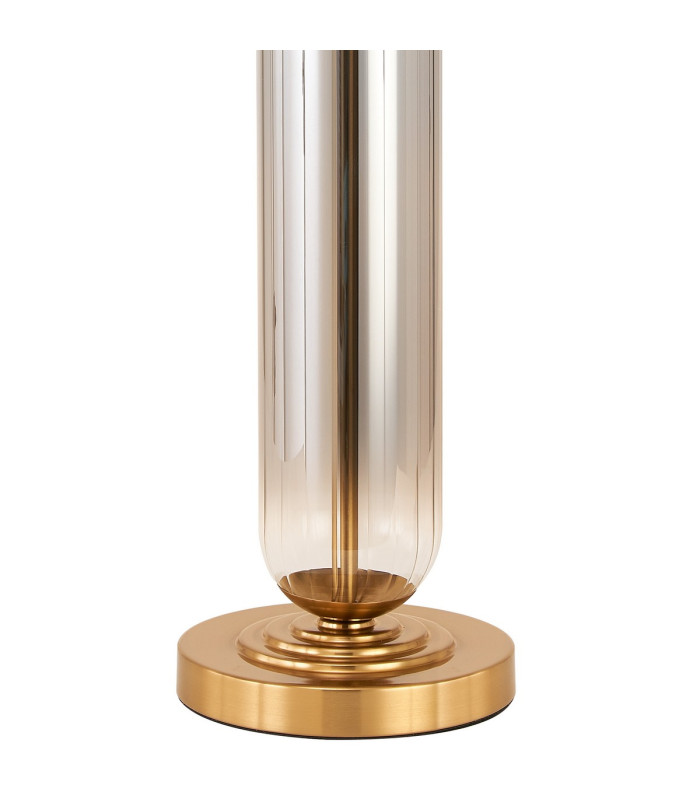 Clarkson Tubular Table Lamp 1 Light E27 Brass Gold/Smoke Fade Glass/Forest Green 40cm Velvet Shade-6