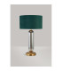 Clarkson Tubular Table Lamp 1 Light E27 Brass Gold/Smoke Fade Glass/Forest Green 40cm Velvet Shade-7