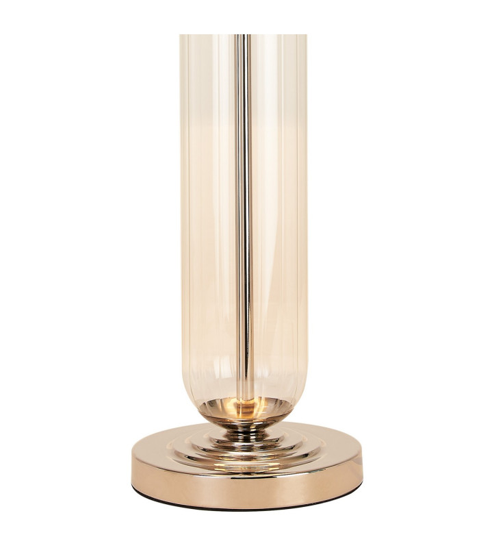 Clarkson Tubular Table Lamp 1 Light E27 Polished Nickel/Clear Glass/Ivory 40cm Faux Silk Shade-6