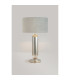 Clarkson Tubular Table Lamp 1 Light E27 Polished Nickel/Smoke Fade Glass/Light Grey 40cm Velvet Shade-3