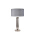 Clarkson Tubular Table Lamp 1 Light E27 Polished Nickel/Smoke Fade Glass/Light Grey 40cm Velvet Shade-4