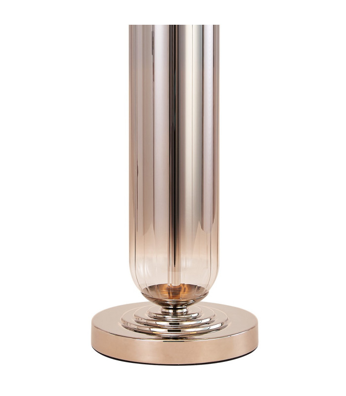 Clarkson Tubular Table Lamp 1 Light E27 Polished Nickel/Smoke Fade Glass/Light Grey 40cm Velvet Shade-6