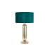 Clarkson Tubular Table Lamp 1 Light E27 Polished Nickel/Smoke Fade Glass/Teal 40cm Velvet Shade-1