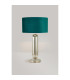 Clarkson Tubular Table Lamp 1 Light E27 Polished Nickel/Smoke Fade Glass/Teal 40cm Velvet Shade-3