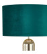 Clarkson Tubular Table Lamp 1 Light E27 Polished Nickel/Smoke Fade Glass/Teal 40cm Velvet Shade-5